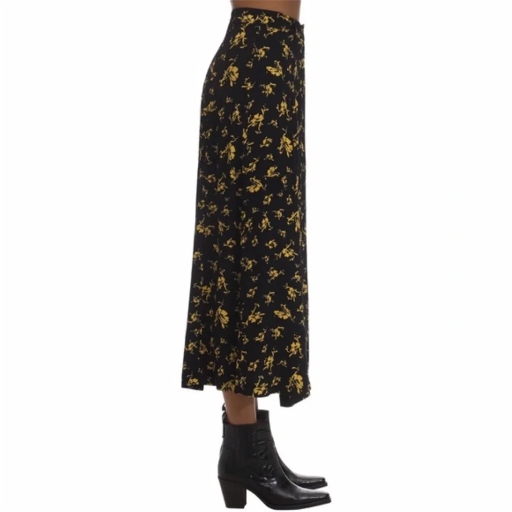 NEW Ganni Printed Crepe Skirt Black 42